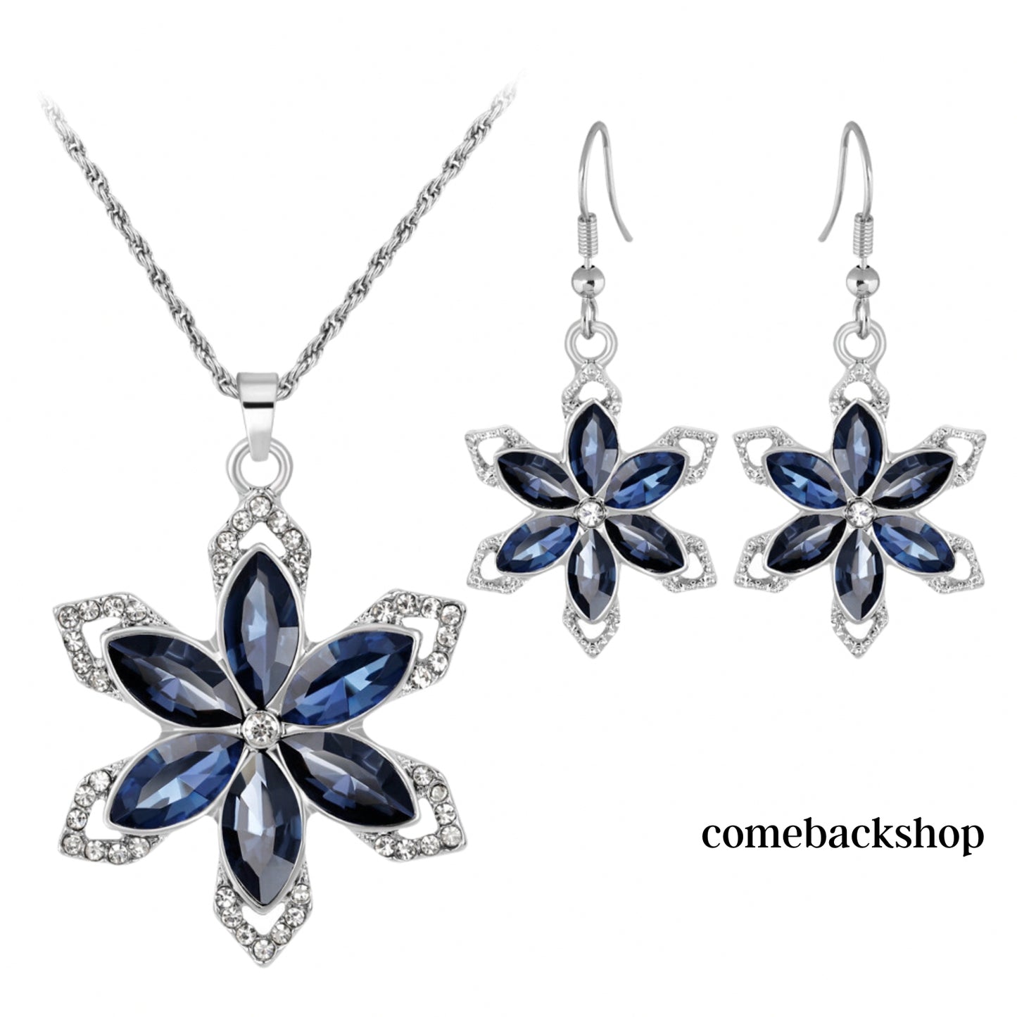 Jewelry Sets Blue Crystal Bridal Necklace Earrings Set Rhinestone Prom Costume Jewelry Set Choker Necklace for Women and Girls