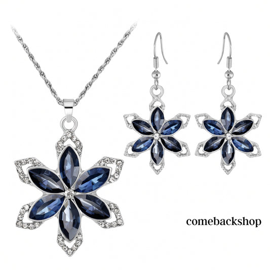 Jewelry Sets Blue Crystal Bridal Necklace Earrings Set Rhinestone Prom Costume Jewelry Set Choker Necklace for Women and Girls