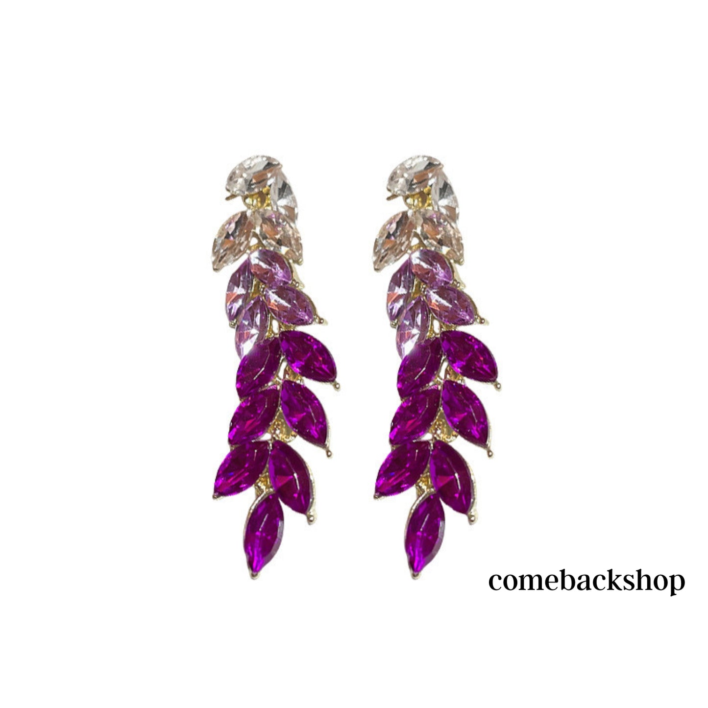 Leaf Purple Dangle Earrings Sparkly Crystal Geometric Drop Statement Earrings Rhinestone Stud Earrngs for Women and Girls