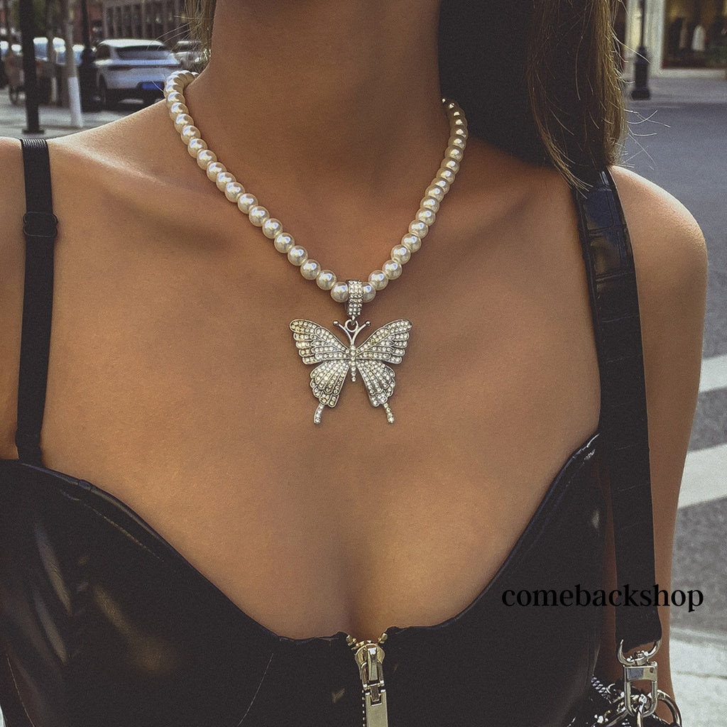 Butterfly Pendant Necklace for Women Butterfly Pendant Cute Crystal Butterfly Necklaces for Women Girls