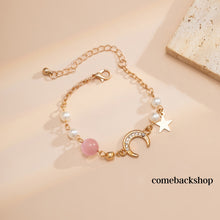 Load image into Gallery viewer, Dainty Moon Star Link Bracelet,Gold Plated Adjustable Link Chain Sparkling Bracelet for Women Girls