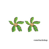 Green Leaf Dangle Earrings for Women Sparkly Crystal Geometric Drop Statement Earrings