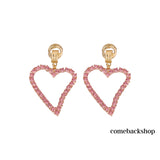 Rhinestones Hoop Earrings Big Heart Crystal Hoop Earrings Rhinestones Bridal Drop Dangle Earrings Statement Body Jewelry for Women
