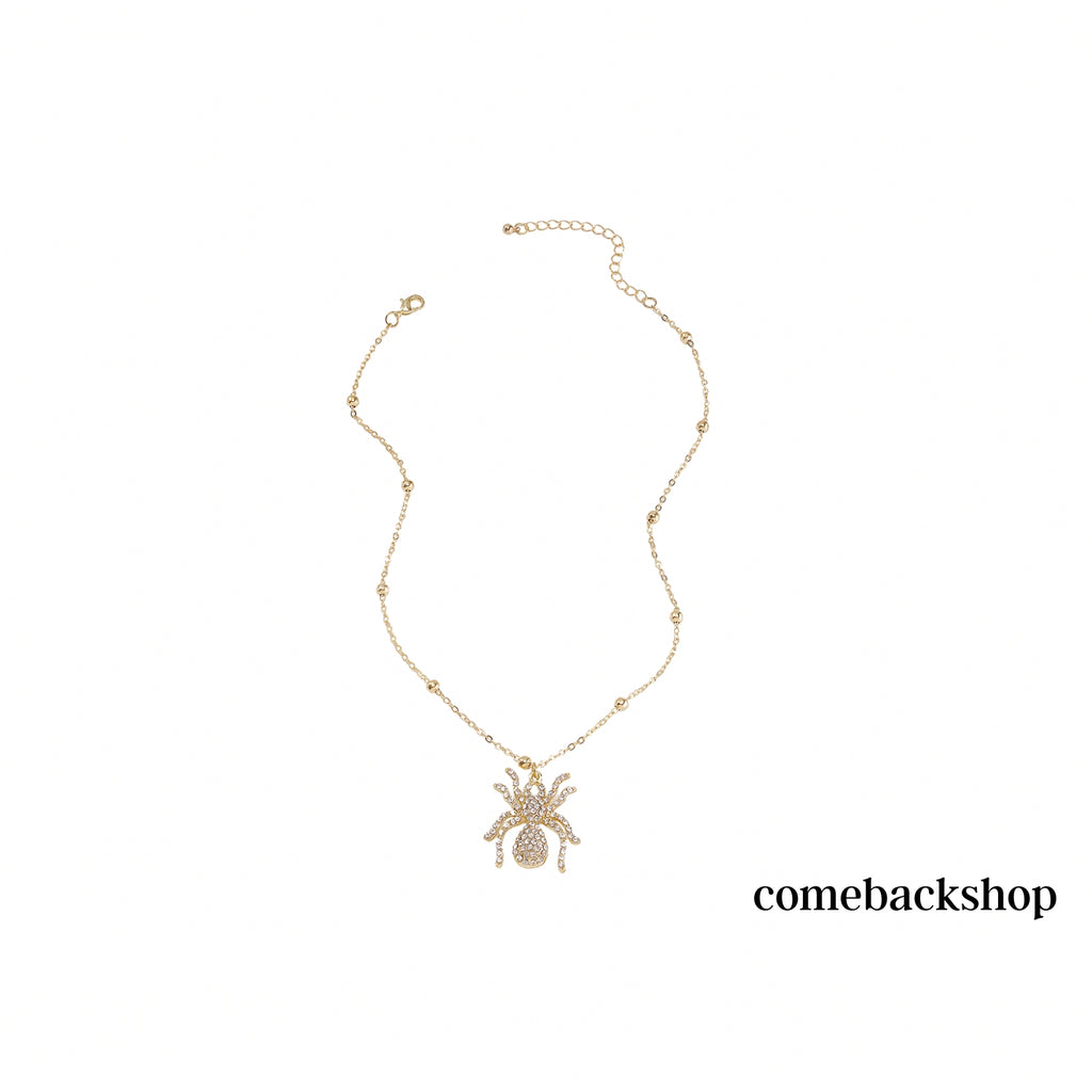 Gold Plated Spider Necklace | Cute Dainty Spider Pendant Necklaces for Women