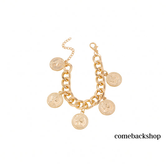 Bracelets for Teen Girls Women 18K Gold Beaded Charm Bracelets for Her Papercilp Link Chain Christmas Mother's Day Birthday Jewelry