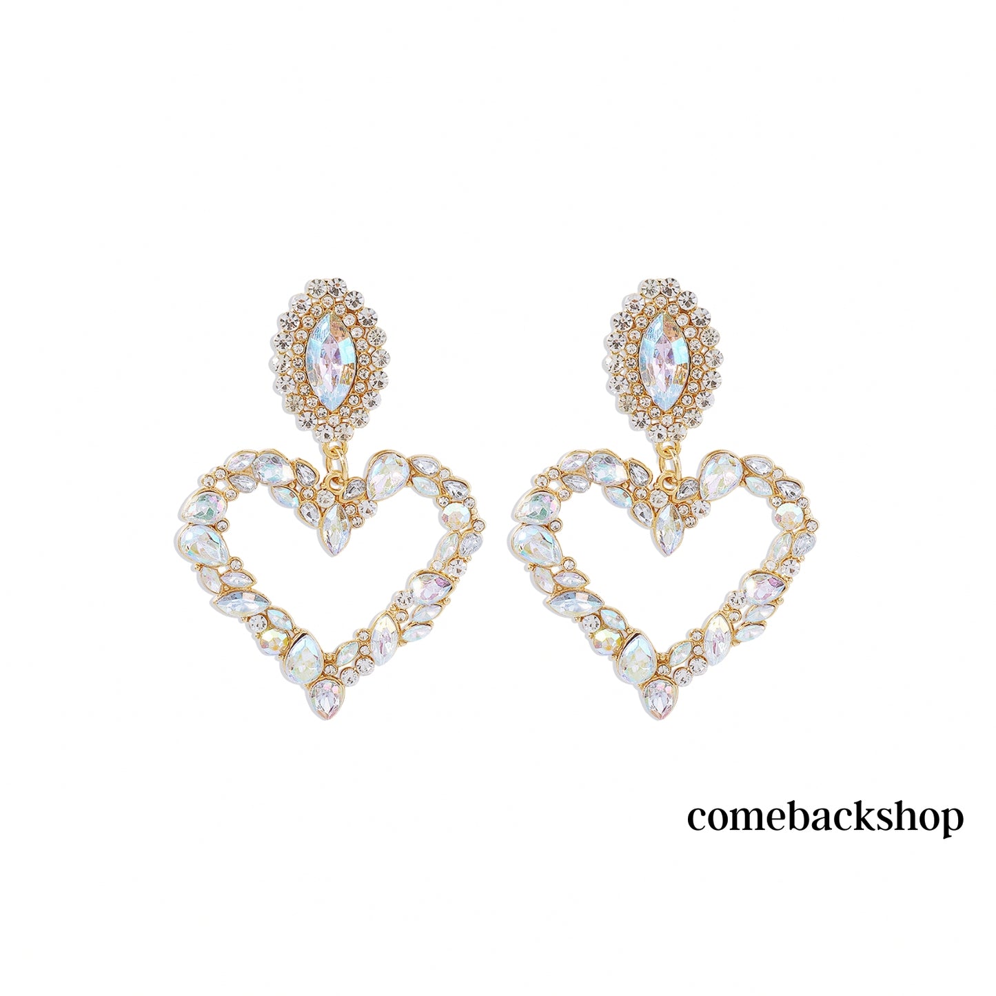 Fashion Women Full Rhinestoes Heart Love Earrings Hand Chain Drop Dangle Earrings Jewelry for Women and Girls