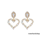 Fashion Women Full Rhinestoes Heart Love Earrings Hand Chain Drop Dangle Earrings Jewelry for Women and Girls