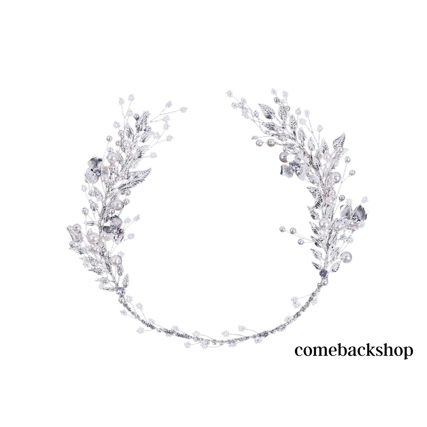 Bridal Headpiece Pearl Wedding Headband Flower Design Rhinestone Hair Accessories for Bride Bridesmaid
