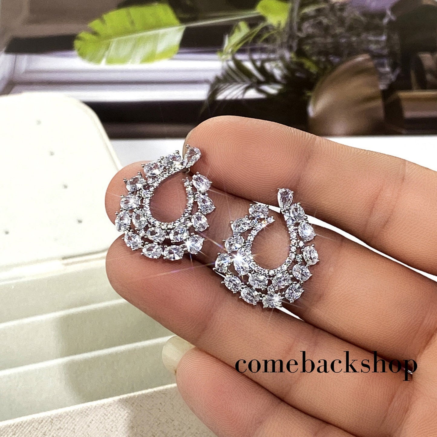 Rhinestone Stud Earrings Dainty Small Crystal Cluster Earrings for Women Girls Cute Ear Wrap Jewely for Wedding Prom