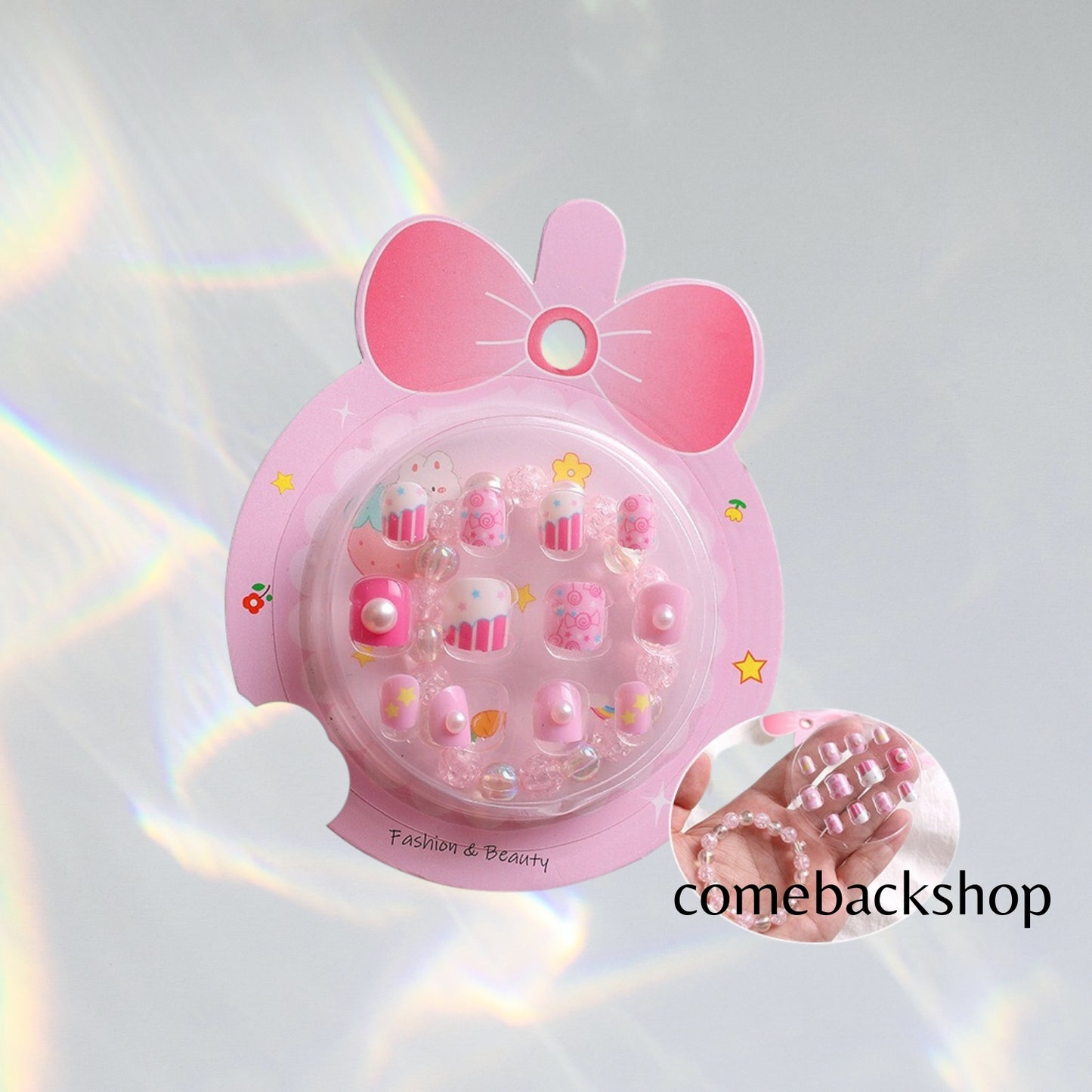 Fake Nails for Kids Girls Artificial Kids Press on Nails Full Cover Short Acrylic Stick On Nails False Nail Tips Kit for Children Little Girls Nail Art Decoration