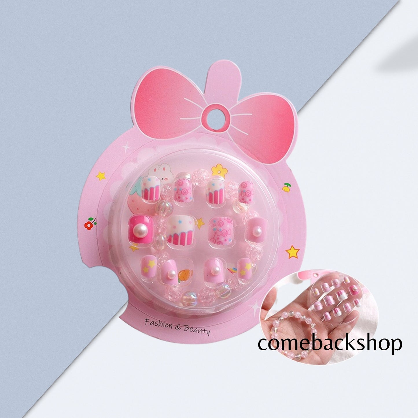 Fake Nails for Kids Girls Artificial Kids Press on Nails Full Cover Short Acrylic Stick On Nails False Nail Tips Kit for Children Little Girls Nail Art Decoration