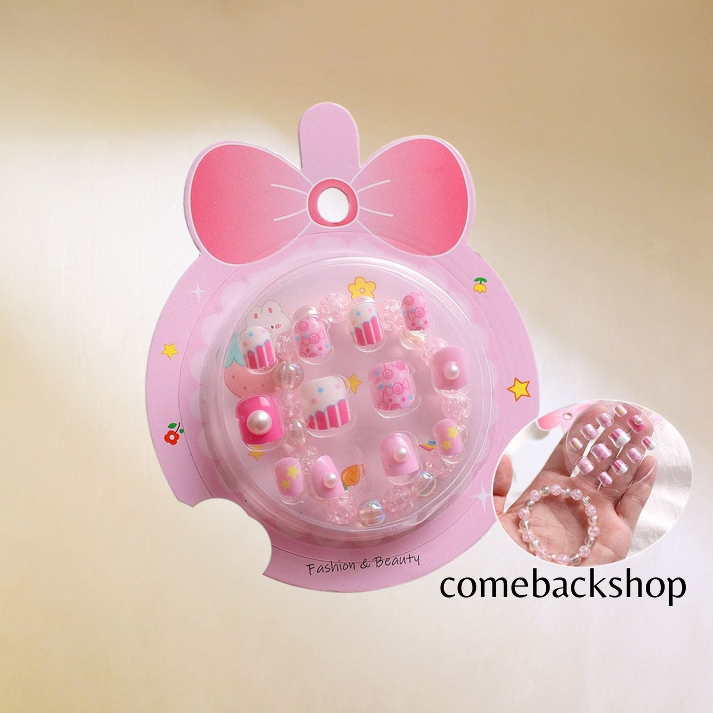 Fake Nails for Kids Girls Artificial Kids Press on Nails Full Cover Short Acrylic Stick On Nails False Nail Tips Kit for Children Little Girls Nail Art Decoration