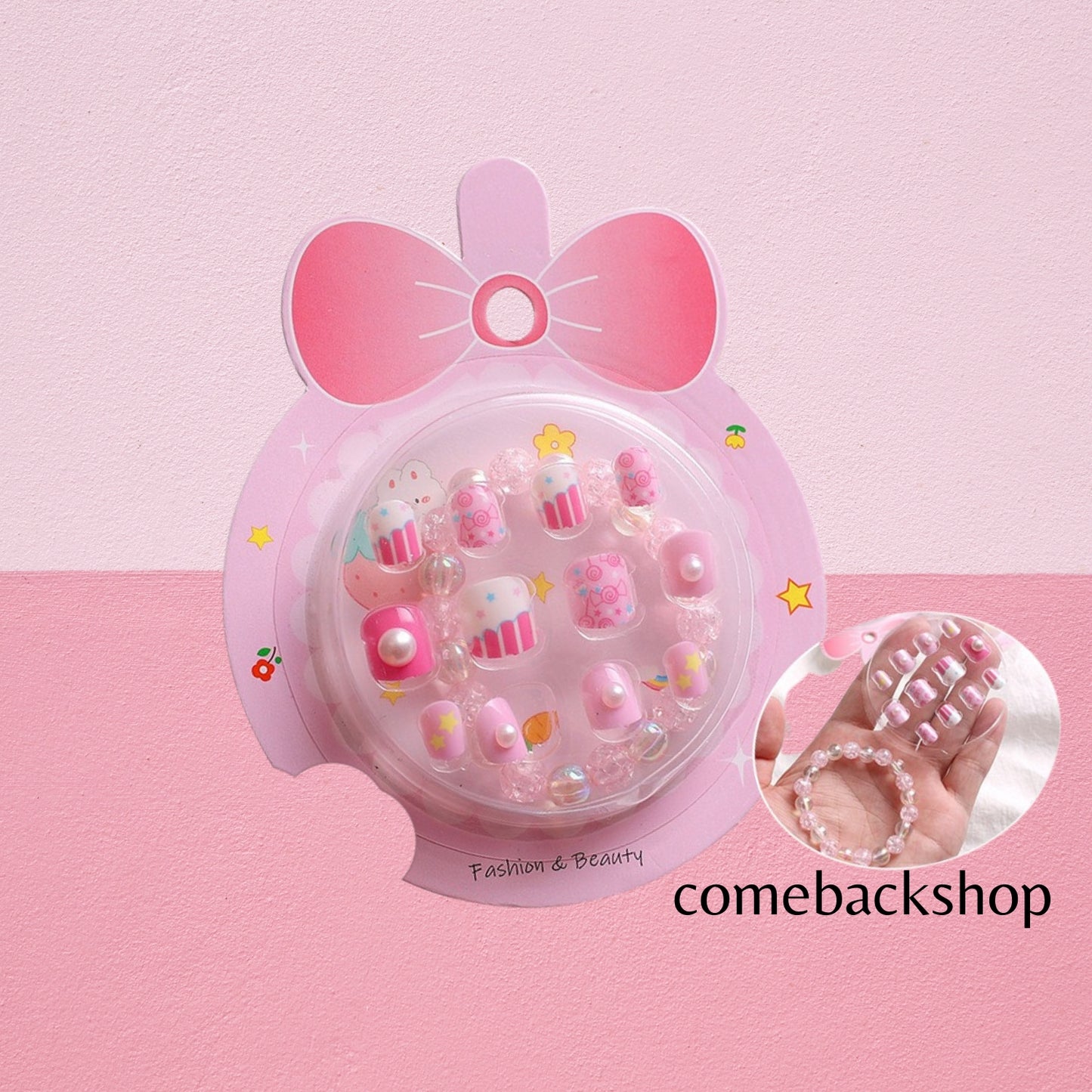 Fake Nails for Kids Girls Artificial Kids Press on Nails Full Cover Short Acrylic Stick On Nails False Nail Tips Kit for Children Little Girls Nail Art Decoration