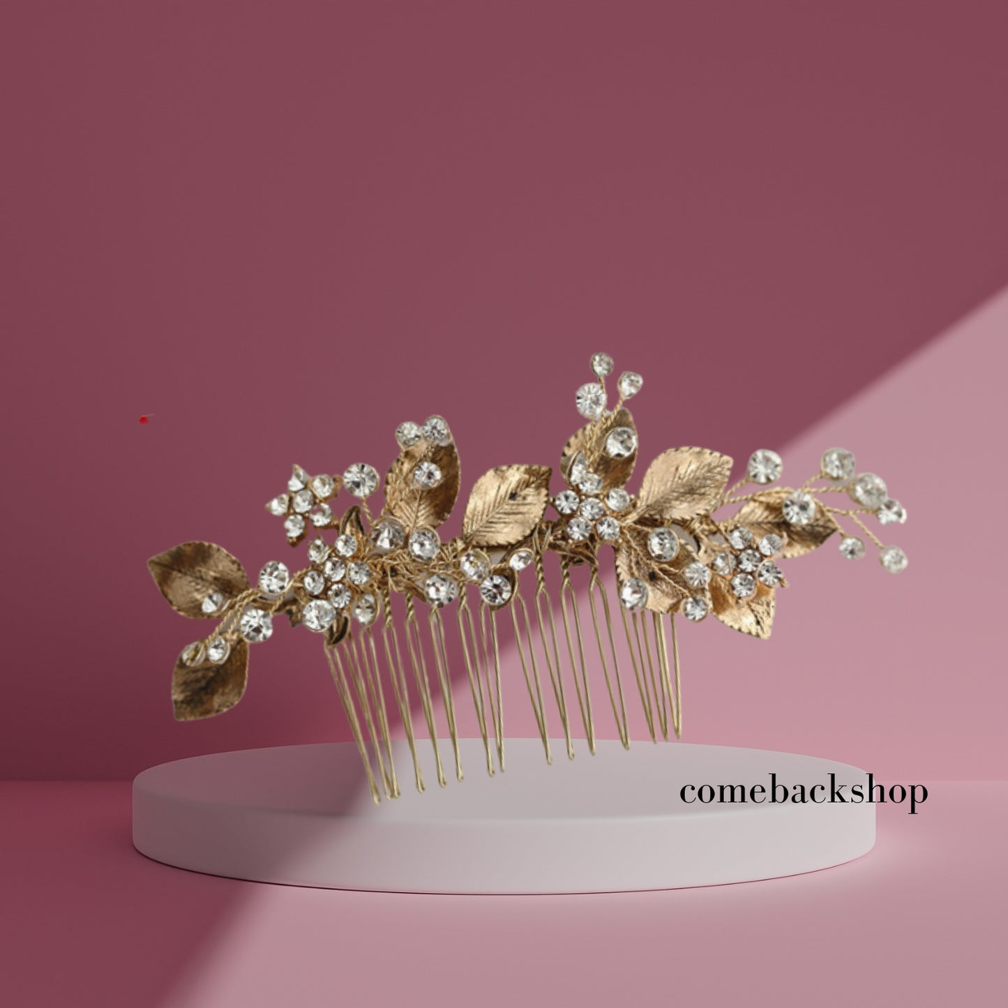 Handmade Wedding Hair Comb Clip Rhinestone Bridal Hair Comb Piece, Gold Hair Accessories for Brides Wedding