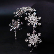 Load image into Gallery viewer, Rhinestone Snowflake Headband Tiara Hairbands Xmas Crown Hair Hoop Headpiece for Holiday Party Decorations