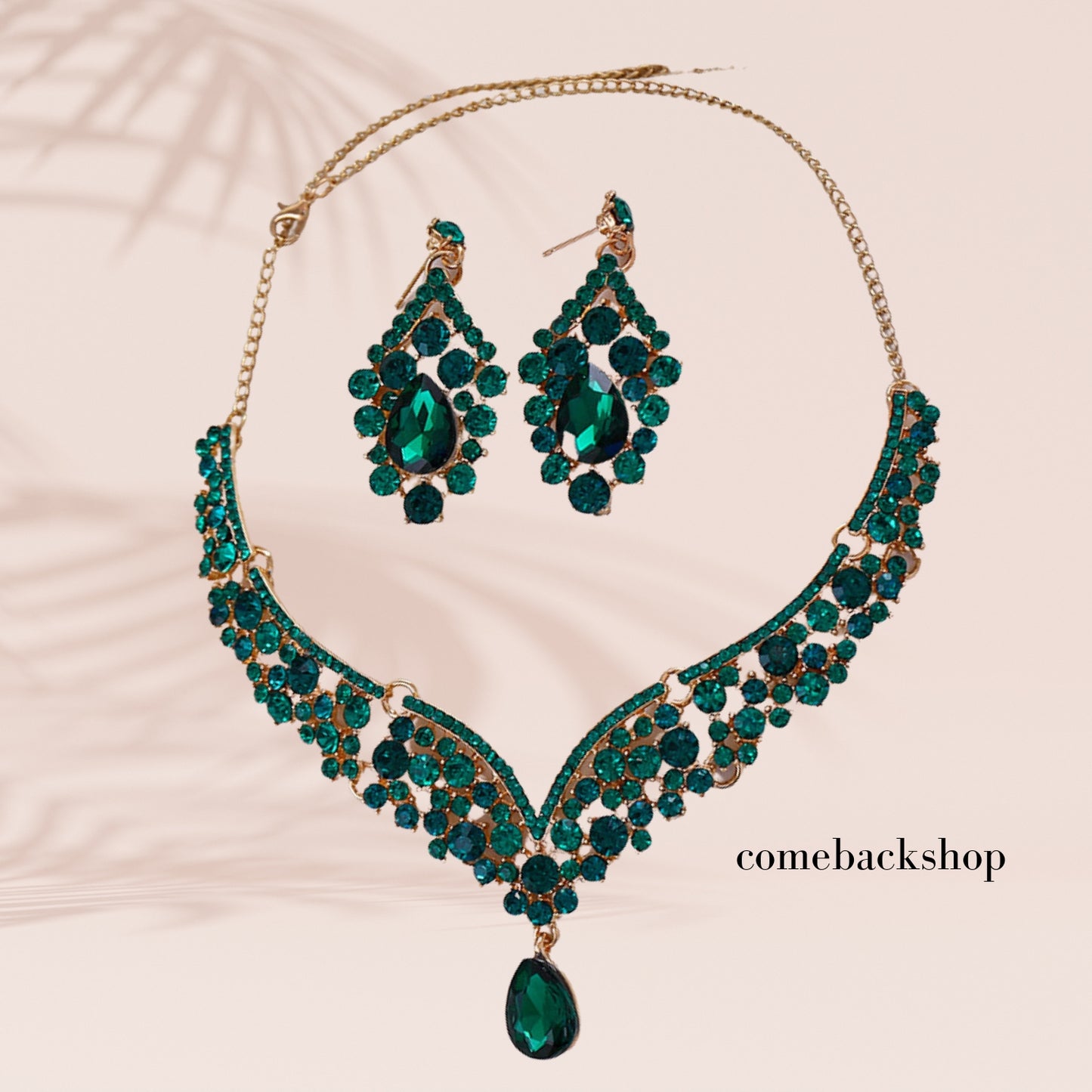 Crystal Necklace Earrings Ring Bridal Jewelry Sets for Brides Wedding Party Costume Accessories Gifts for Women