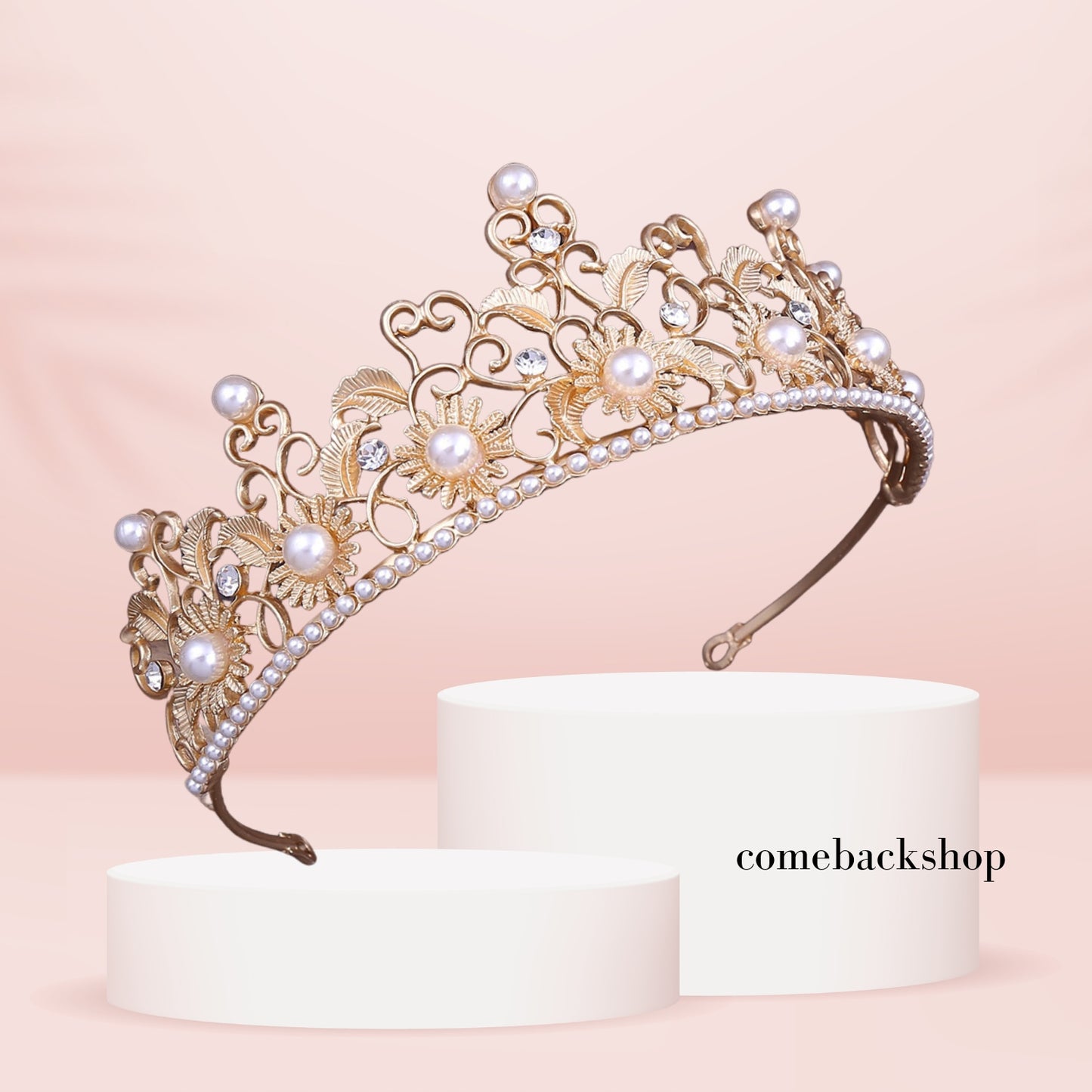 Crystal Wedding Tiara for Bride & Flower Girls - Princess Tiara Headband Pageant Crown, Bridal Hair Jewelry for Women and Girls, Gold