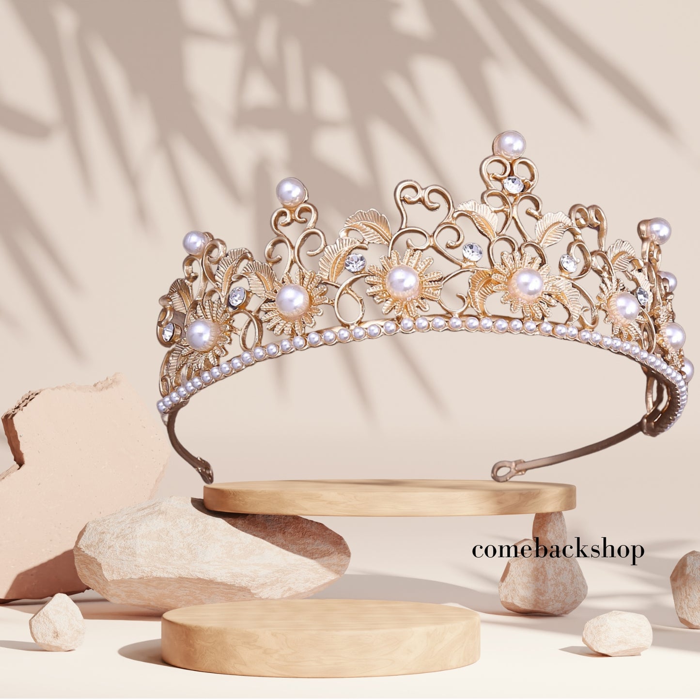 Crystal Wedding Tiara for Bride & Flower Girls - Princess Tiara Headband Pageant Crown, Bridal Hair Jewelry for Women and Girls, Gold