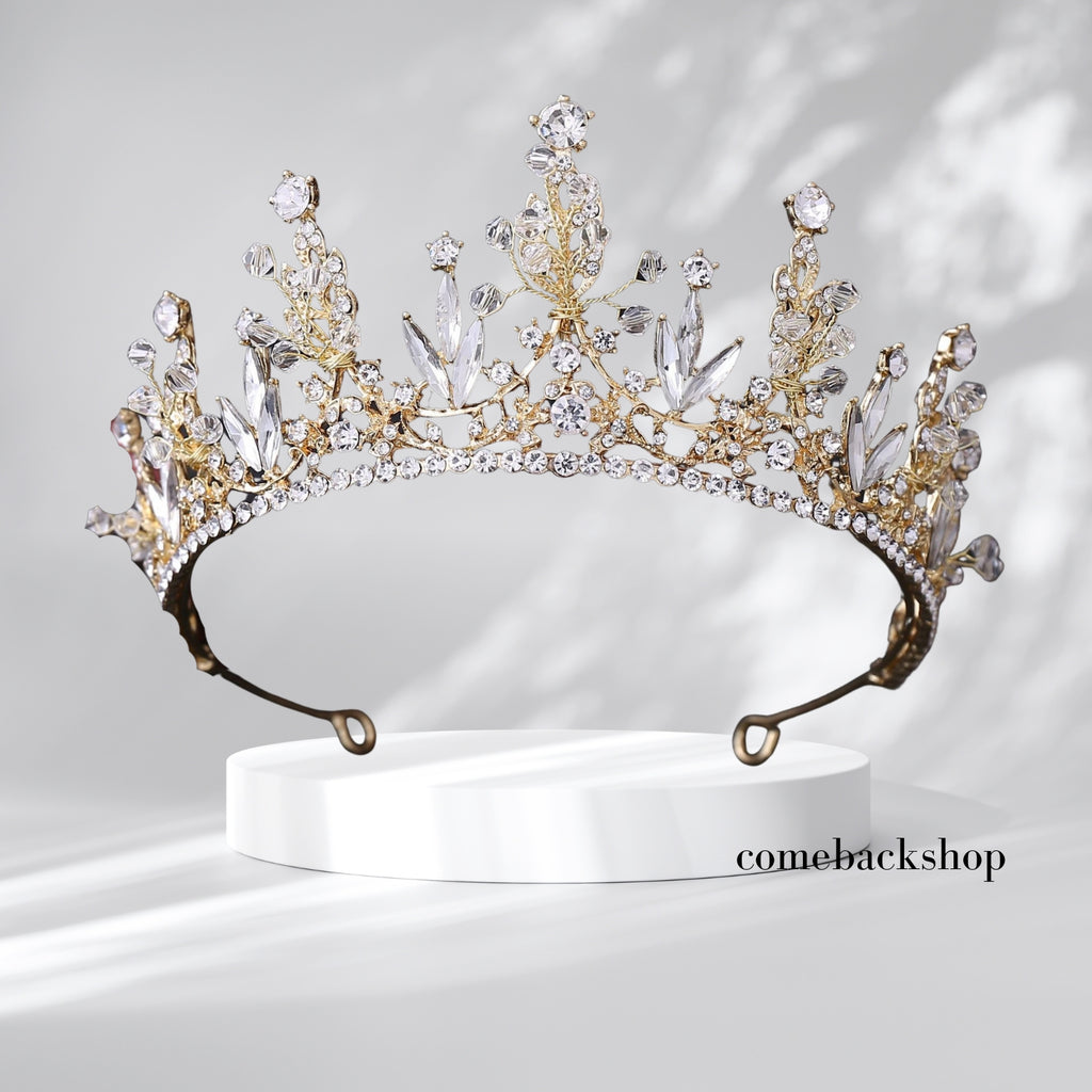 Princess Crown and Tiara for Women Princess Gold Tiara Queen Costume Crystal Rhinestone Crown for Bride Bridal Girl Ladies Wedding Prom Birthday Festival Party, Ideal Gift for Women