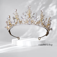 Load image into Gallery viewer, Princess Crown and Tiara for Women Princess Gold Tiara Queen Costume Crystal Rhinestone Crown for Bride Bridal Girl Ladies Wedding Prom Birthday Festival Party, Ideal Gift for Women