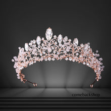 Load image into Gallery viewer, Pink Crown for Women Pink Queen Crowns for Girls Princess Baroque Crystal Rhinestone Bridal Tiara for Bride Costume Party