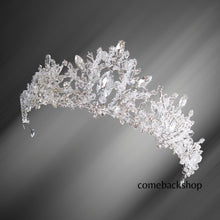 Load image into Gallery viewer, Silver Crown for Women Baroque Queen Crown and Tiara for Women Crystal Headband Mermaid Crown Princess Tiaras Hair Accessories for Bride Party Bridesmaids Halloween Costume Cos-play Gift