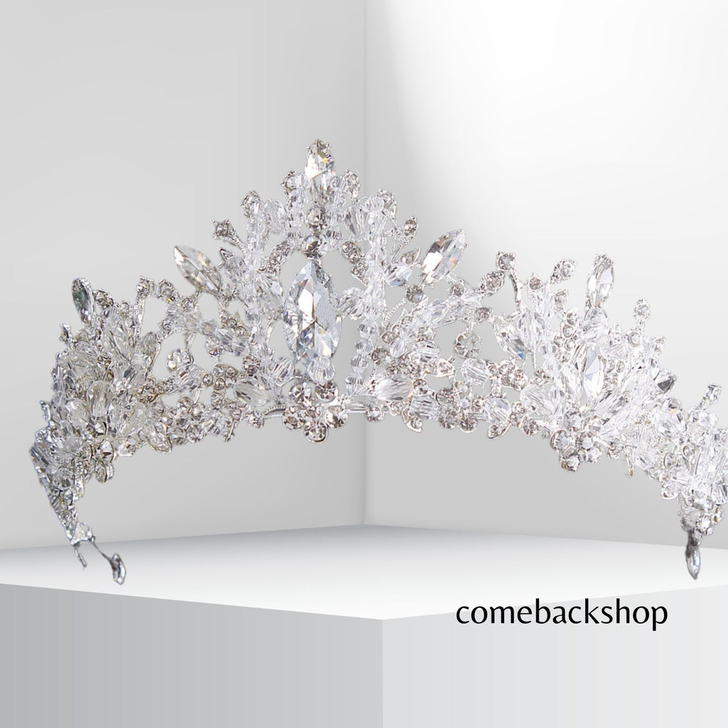 Silver Crown for Women Baroque Queen Crown and Tiara for Women Crystal Headband Mermaid Crown Princess Tiaras Hair Accessories for Bride Party Bridesmaids Halloween Costume Cos-play Gift