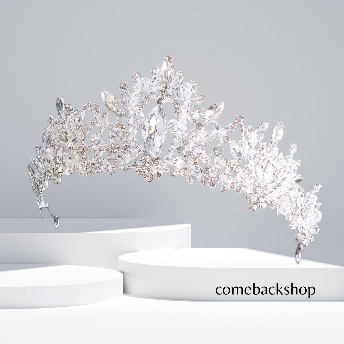 Silver Crown for Women Baroque Queen Crown and Tiara for Women Crystal Headband Mermaid Crown Princess Tiaras Hair Accessories for Bride Party Bridesmaids Halloween Costume Cos-play Gift