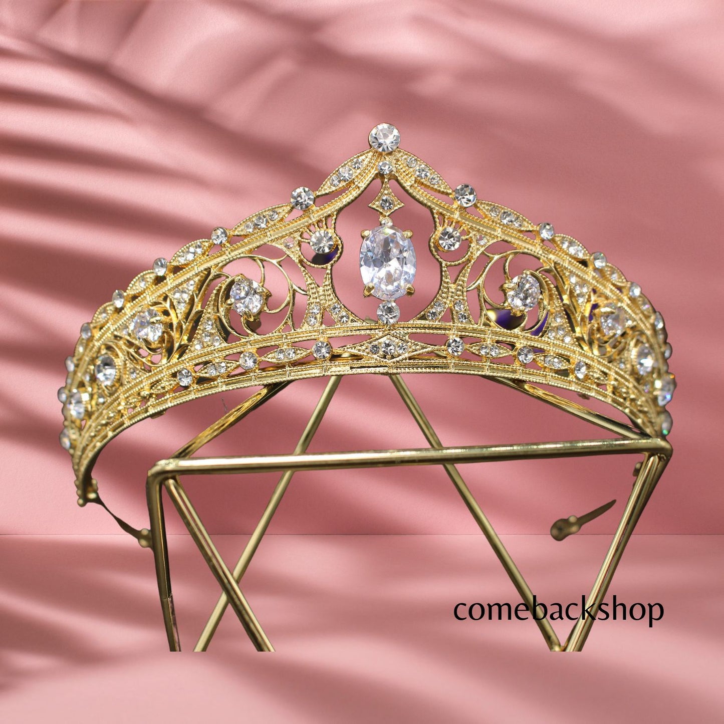 Gold Tiaras and Crowns for Women Crystal Headband for Girl Champagne Rhinestone Hair Accessories for Bride Wedding Bridal Prom Birthday Party Queen Princess Decorations