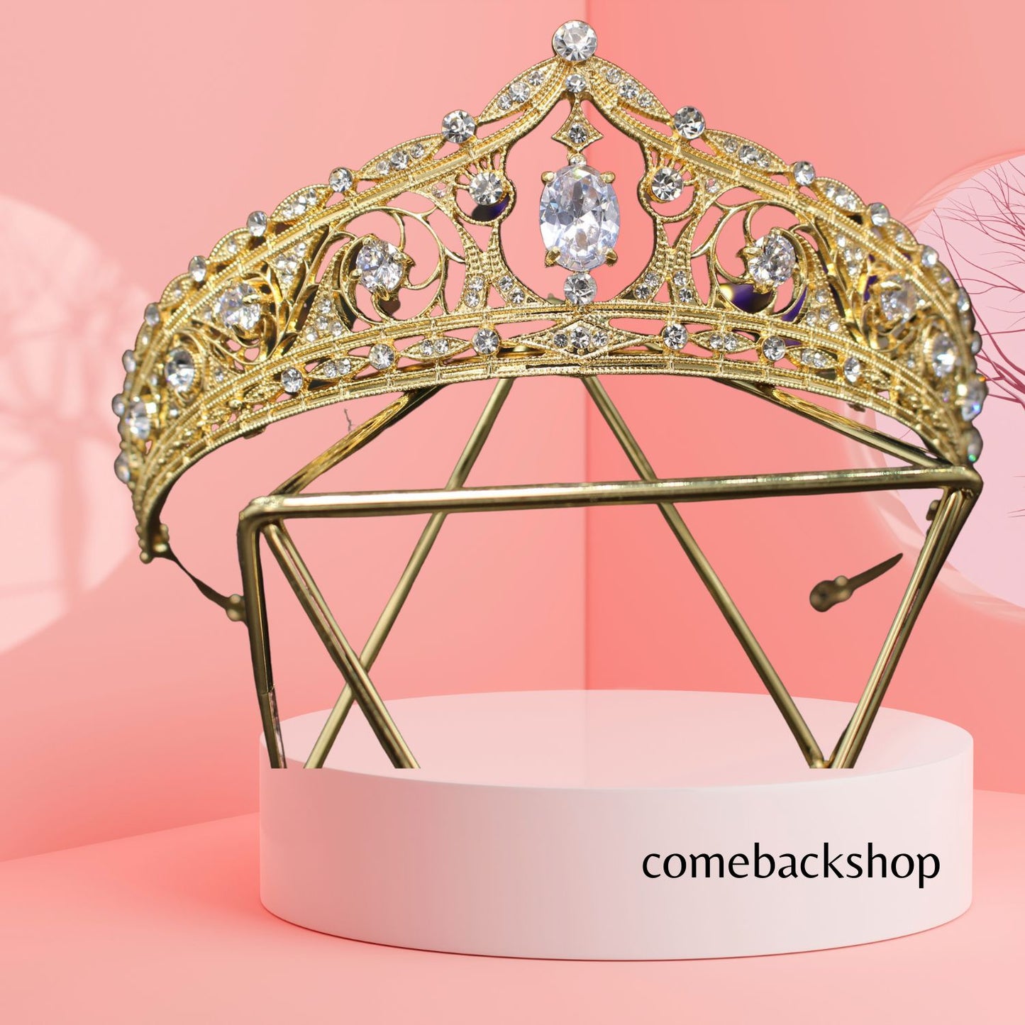 Gold Tiaras and Crowns for Women Crystal Headband for Girl Champagne Rhinestone Hair Accessories for Bride Wedding Bridal Prom Birthday Party Queen Princess Decorations