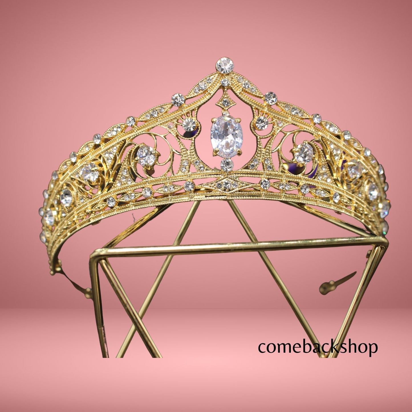 Gold Tiaras and Crowns for Women Crystal Headband for Girl Champagne Rhinestone Hair Accessories for Bride Wedding Bridal Prom Birthday Party Queen Princess Decorations