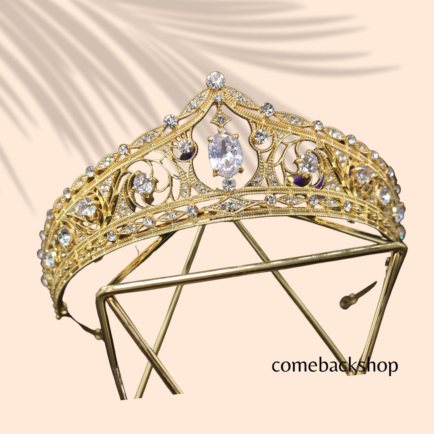 Gold Tiaras and Crowns for Women Crystal Headband for Girl Champagne Rhinestone Hair Accessories for Bride Wedding Bridal Prom Birthday Party Queen Princess Decorations