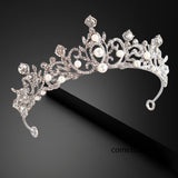 Flower Bead Bridal Wedding Crown Headband Women Crystal Tiara Headpiece Wedding Hair Accessories