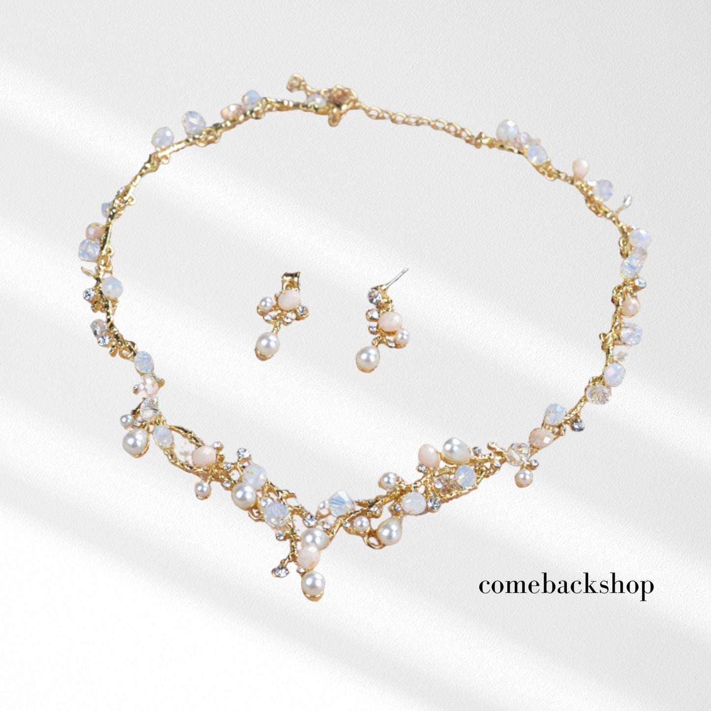 Floral Bridal Jewelry Sets, Crystal Wedding Necklace Earrings Sets Jewelry Engagement Gift