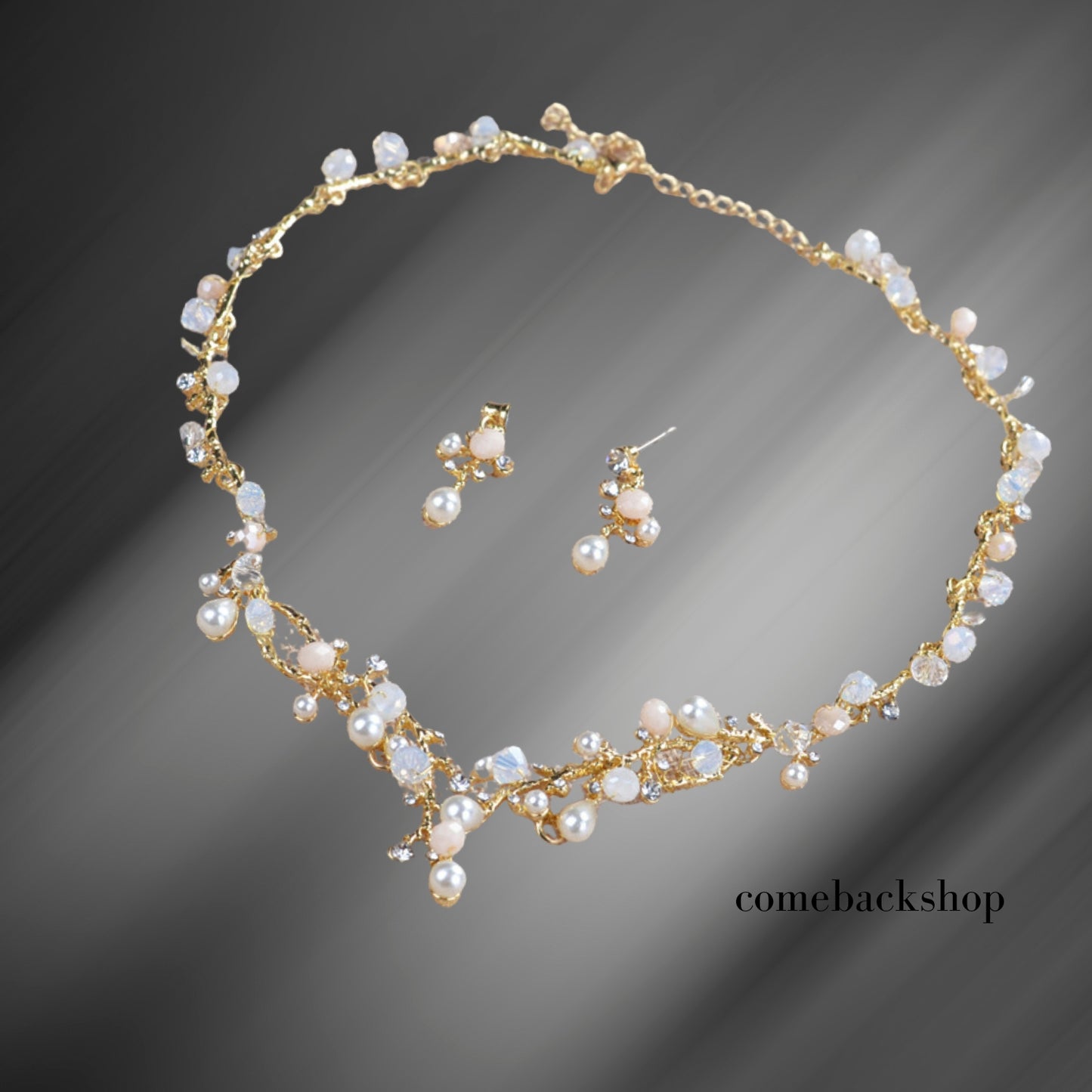 Floral Bridal Jewelry Sets, Crystal Wedding Necklace Earrings Sets Jewelry Engagement Gift