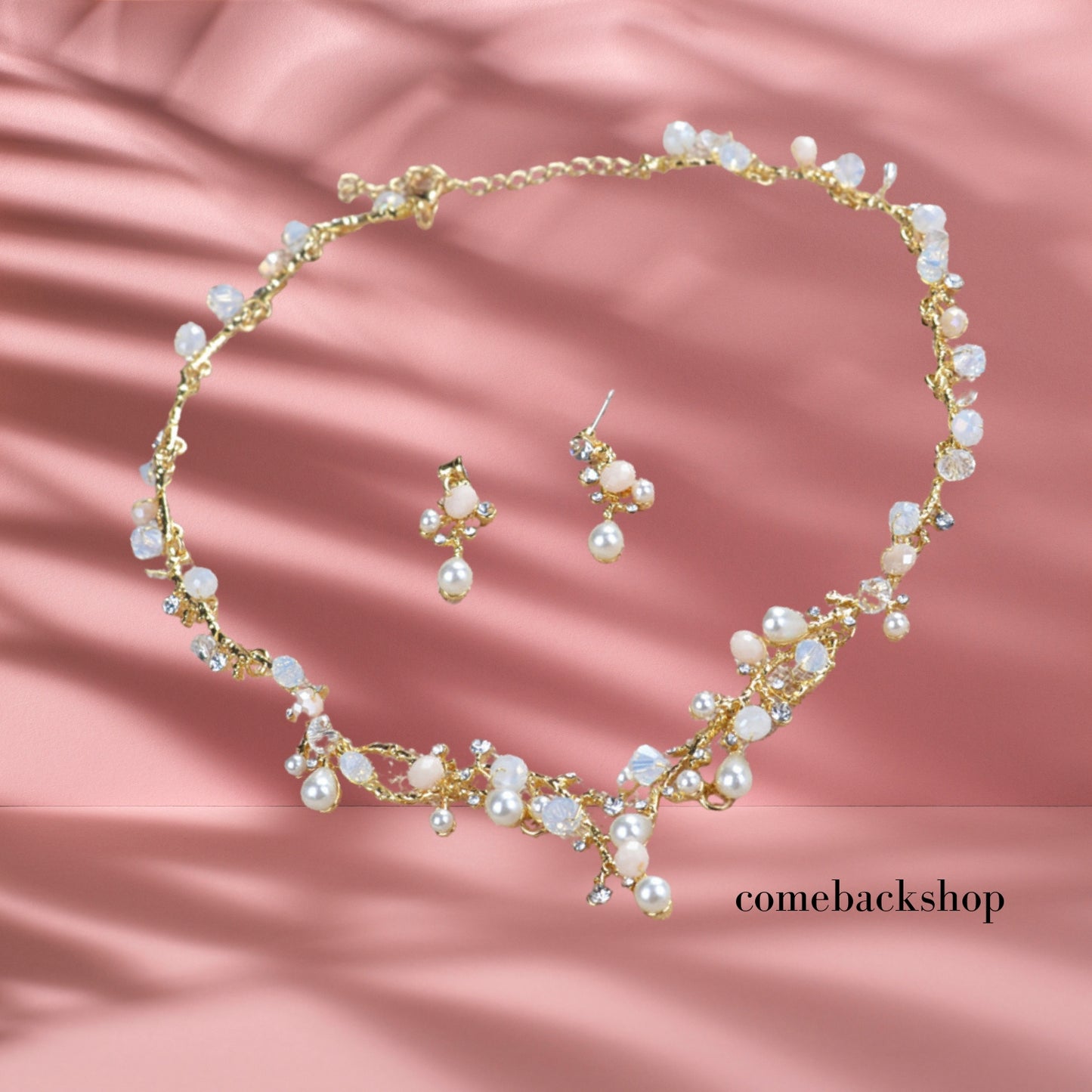 Floral Bridal Jewelry Sets, Crystal Wedding Necklace Earrings Sets Jewelry Engagement Gift