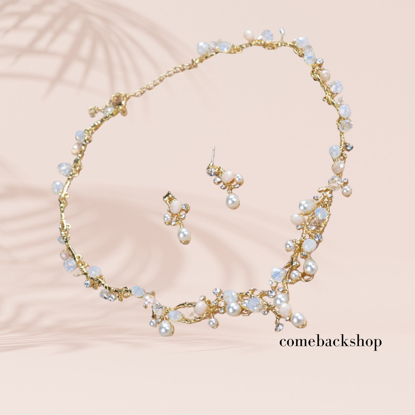 Floral Bridal Jewelry Sets, Crystal Wedding Necklace Earrings Sets Jewelry Engagement Gift