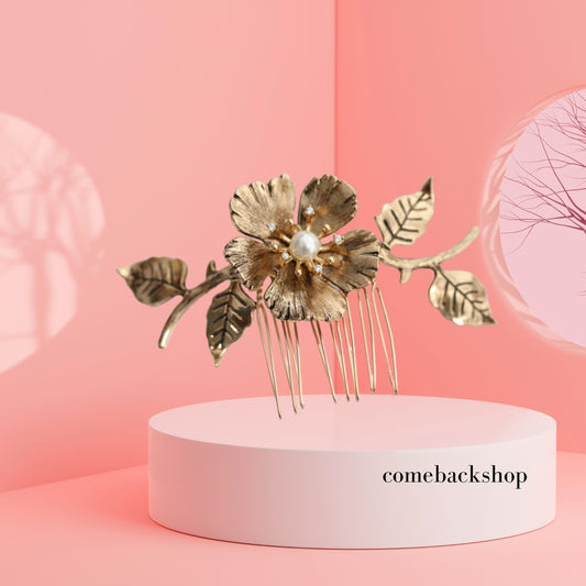 Gold Wedding Hair Comb-Handmade Bridal Hair Clip Wedding Hair Accessories for Women