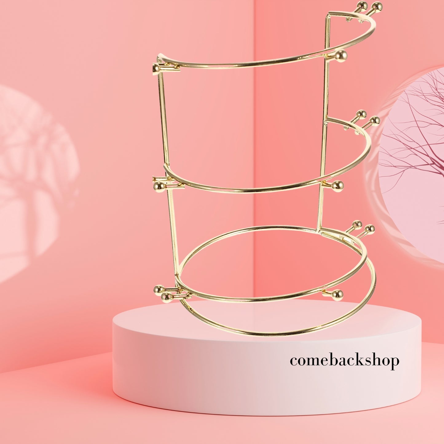 Crown Necklace Three-tier Stand Rack Jewelry Holder Girls Home Hair Bride Ties Layer Headband Hairband for Tree Organizer and Accessories Women Band Golden