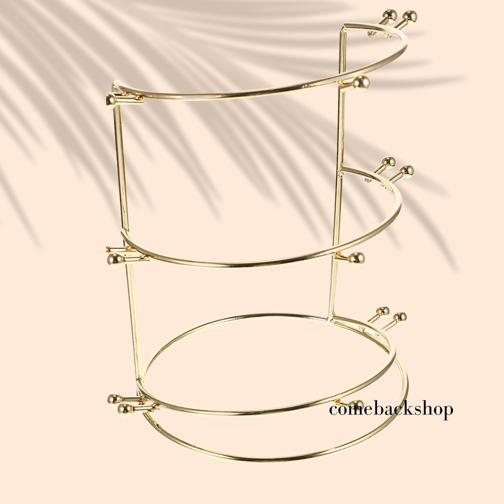 Crown Necklace Three-tier Stand Rack Jewelry Holder Girls Home Hair Bride Ties Layer Headband Hairband for Tree Organizer and Accessories Women Band Golden