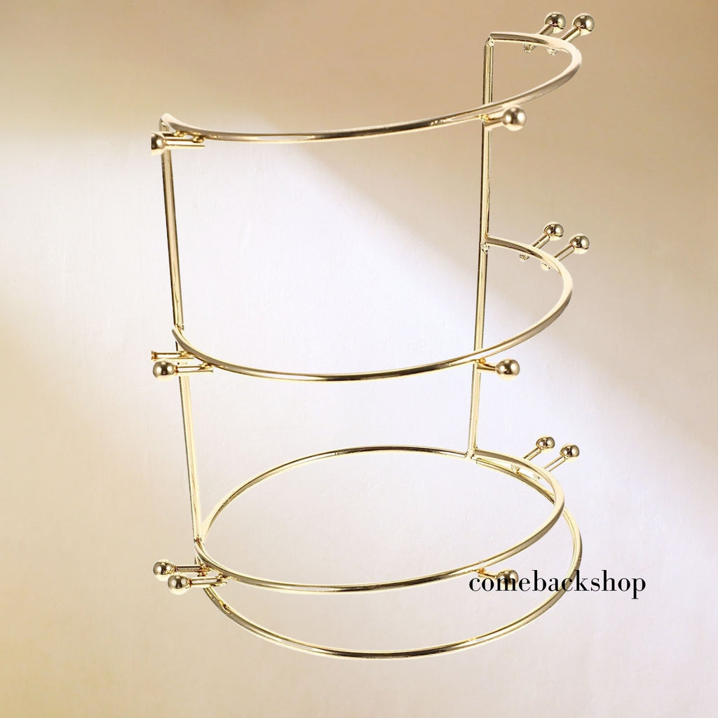 Crown Necklace Three-tier Stand Rack Jewelry Holder Girls Home Hair Bride Ties Layer Headband Hairband for Tree Organizer and Accessories Women Band Golden