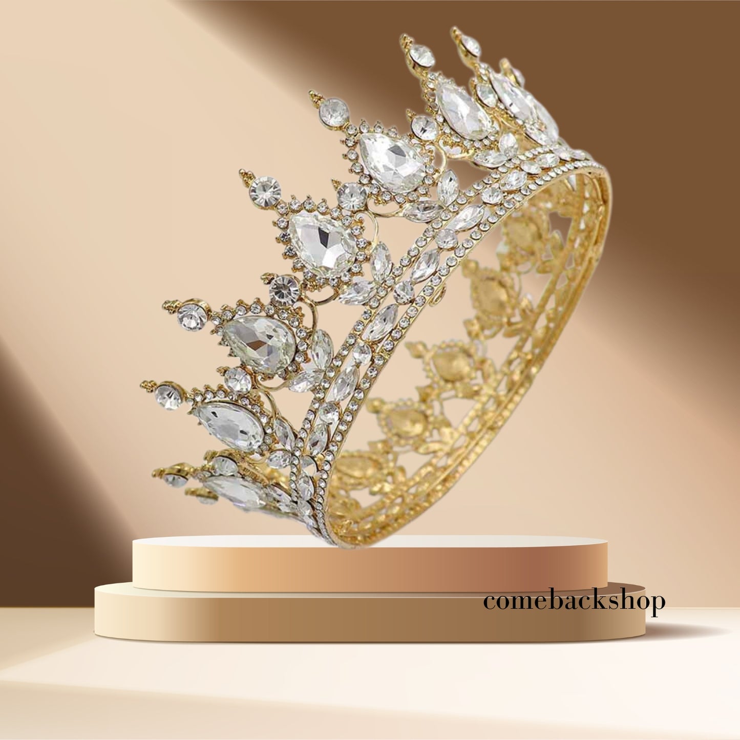 Gold crown Crystal Beads tiara Bridal Jewelry Wedding Hair Accessories Rhinestone,bridemaids gift