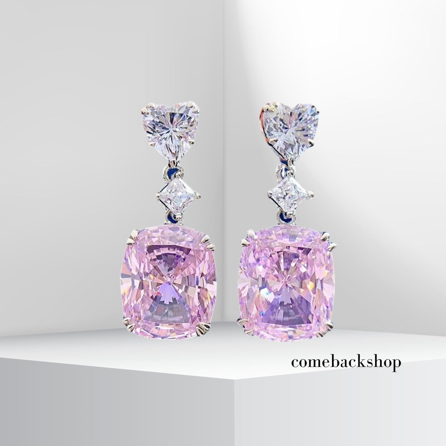 Rhinestone Drop Dangle Earrings Statement Crystal Dangling Earrings Rectangle Teardrop Chandelier Earrings for Women Girls