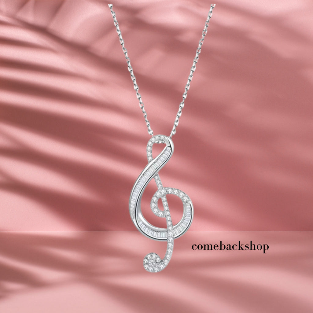 Women Girls Classic Treble Clef Music Pendant Necklace Musical Jewelry Graduation Gifts for Musician Music Student