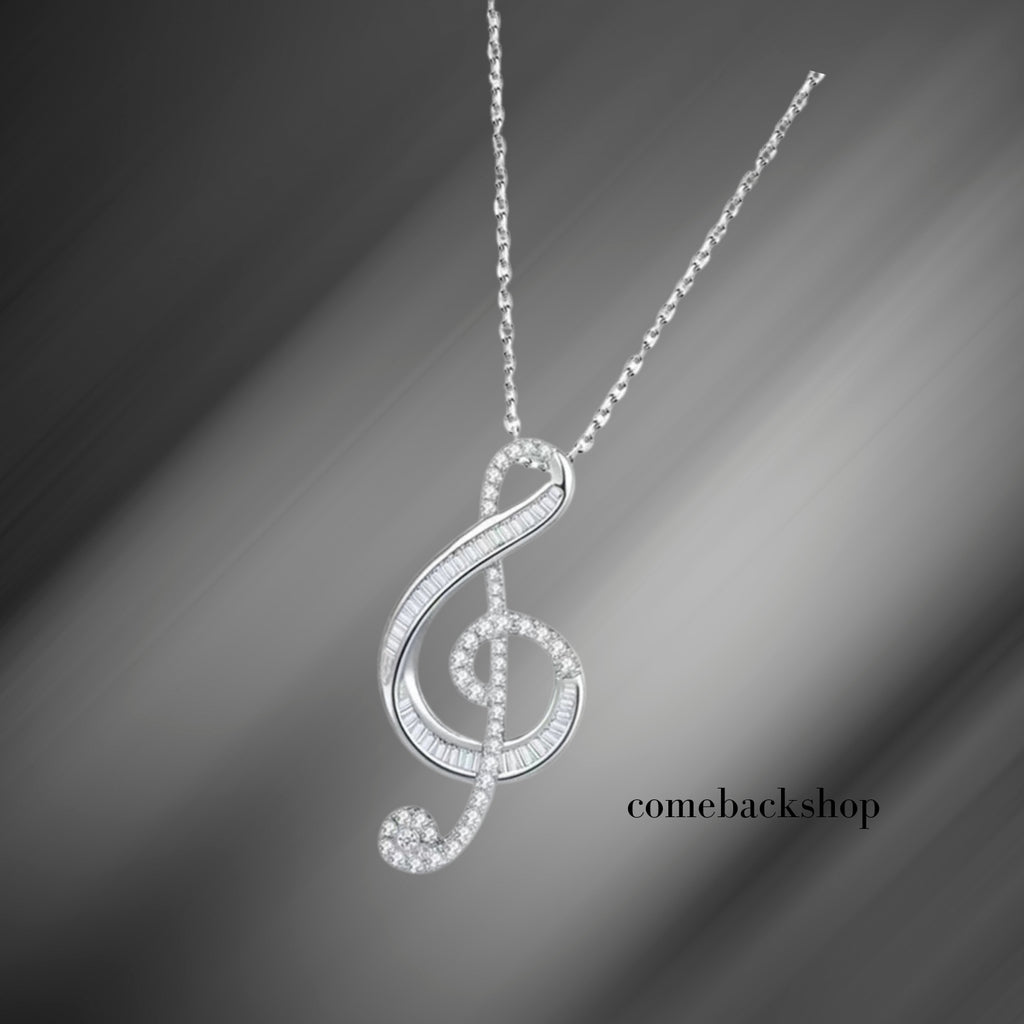 Women Girls Classic Treble Clef Music Pendant Necklace Musical Jewelry Graduation Gifts for Musician Music Student
