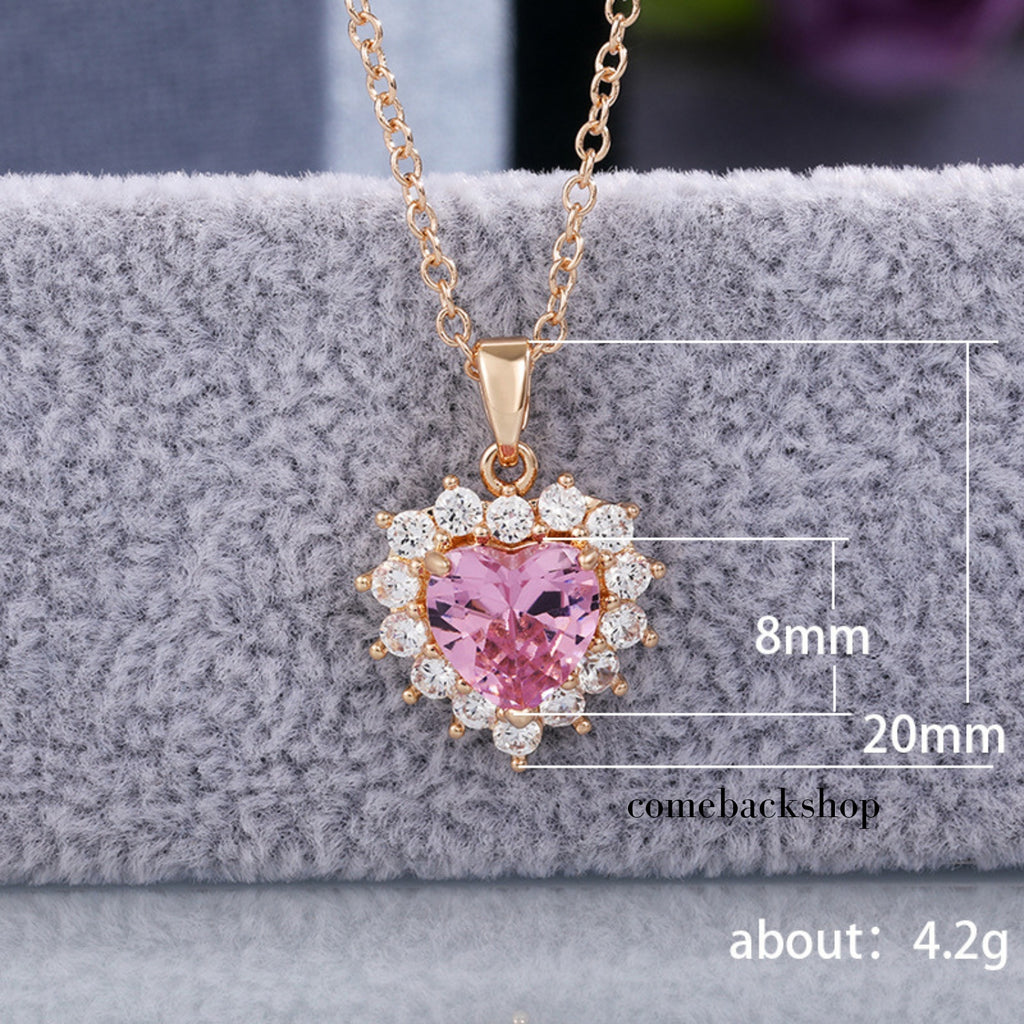 Heart Shape Forever Love Engraved Pendant Necklace With Birthstone , Jewelry Gifts For Her