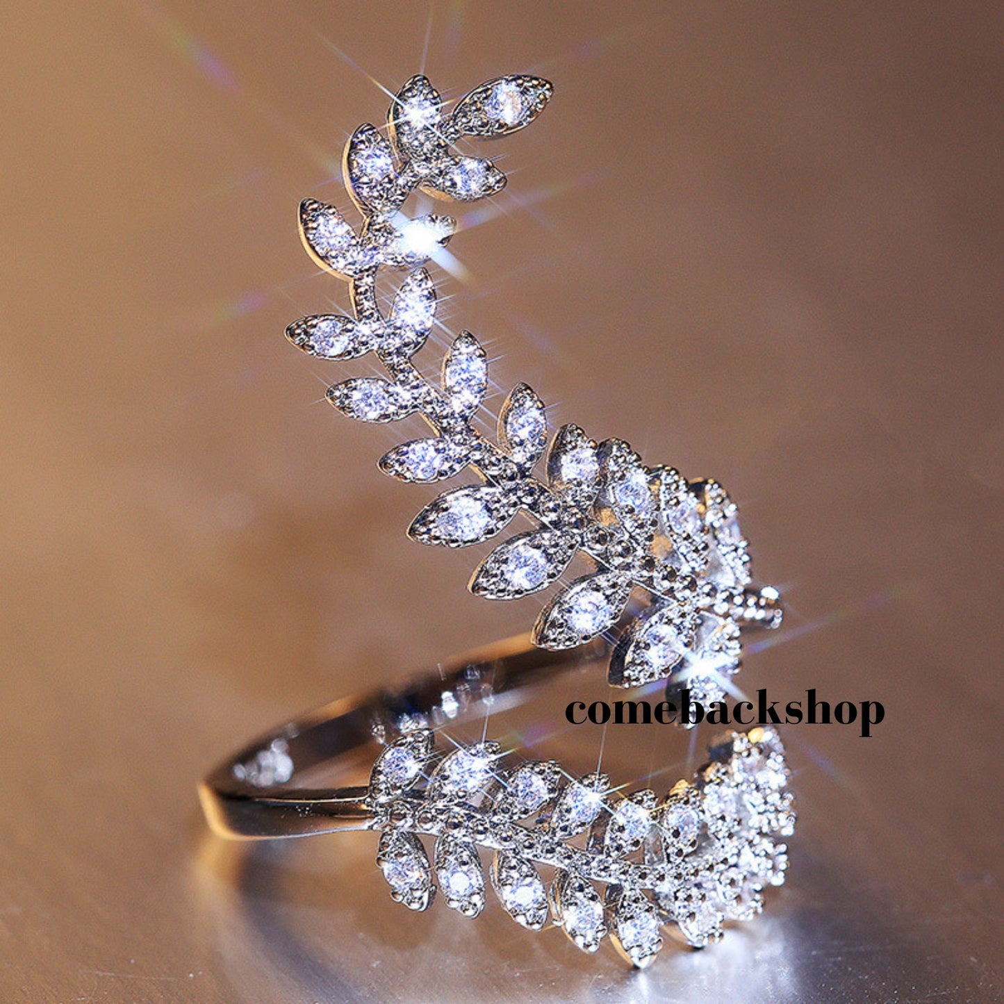 Silver Crescent Moon and Star Ring Synthetic Opal Open Ring Adjustable Ring Gift for Women