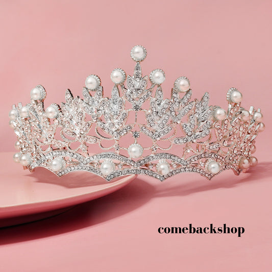 Tiaras and Crowns for Women Crystal Pearl Queen Crown Wedding Tiara for Bride, Princess Crown Pageant Prom Birthday Headband