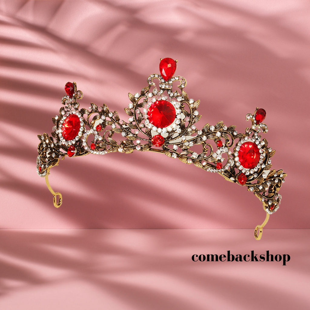 Red Princess Tiara for Little Girls Crystal Hair Accessories for Wedding Prom Bridal Birthday Party Halloween Costume Christmas Gifts