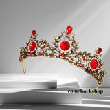 Red Princess Tiara for Little Girls Crystal Hair Accessories for Wedding Prom Bridal Birthday Party Halloween Costume Christmas Gifts